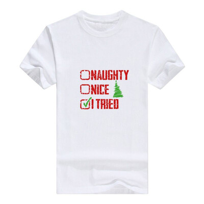 

Christmas Youth Raglan Naughty Nice I Tried Holiday Sleeve Mans T-Shirt