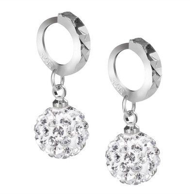 

925 sterling silver Womens Girls Chic Crystal Rhinestone Stud Hoop Earrings