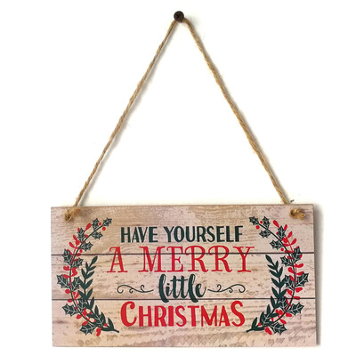 

UpperX Have Yourself a Merry Little Christmas Holly Wood Plank Design Hanging Sign-203X108X08cm