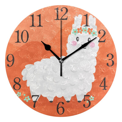 

Wall Clock Cute Alpaca Round Wall Clock Arabic Numerals Design