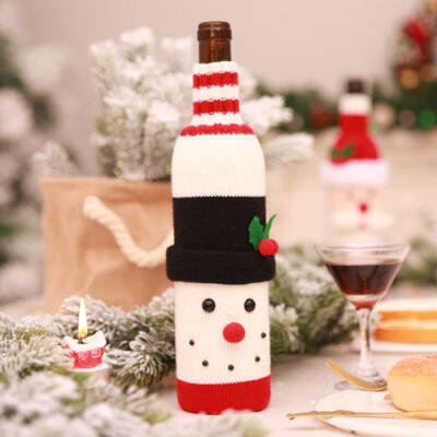 

Christmas Wine Bottle Cover Knitted Bag Xmas Party Dinner Table Decoration New