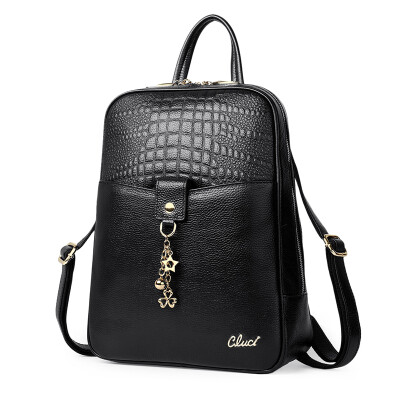 

Ke Lu Chi (CLUCI) shoulder bag female Korean version of fashion leather crocodile pattern bag handbag travel backpack female C60171 black