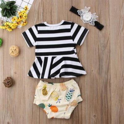 

3PCS Kids Baby Girls Tops Sundress DressShorts Pants Clothes Sunsuit Outfits