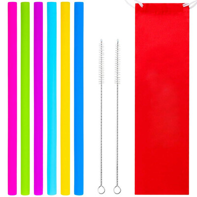 

UpperX Suitable for smoothies&30 ounce reusable straws 6x straight wide straws2 brushes1 storage bagSilicone straw set