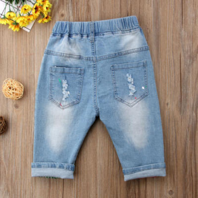 

Casual Baby Boy Ripped Skinny Shorts Jeans Destroyed Frayed Designed Denim Pants