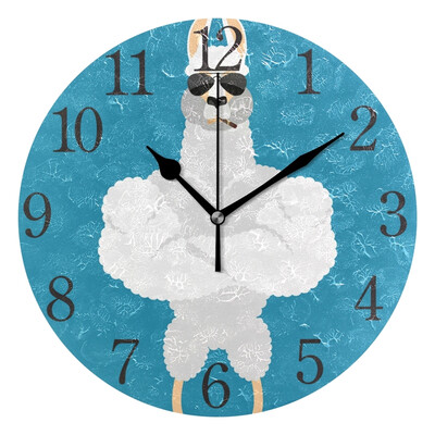 

Wall Clock Lama Alpaca Strong Cool Serious Round Wall Clock Arabic Numerals Design