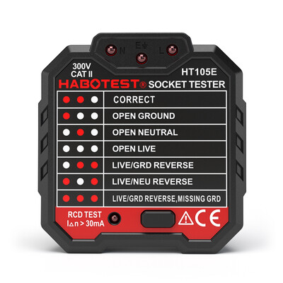 

HABOTESE Advanced RCD Electric Socket Tester Automatic Neutral Live Earth Wire Testing Circuit Polarity Detector Wall Plug Breaker