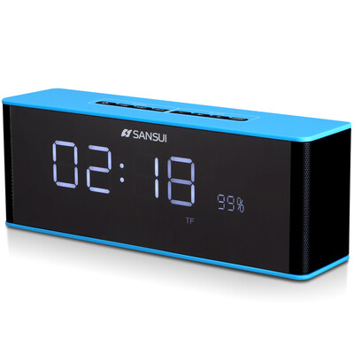 

Landscape SANSUI T20 Wireless Bluetooth Speaker Radio Card Clock Alarm Clock Sky Blue Gold