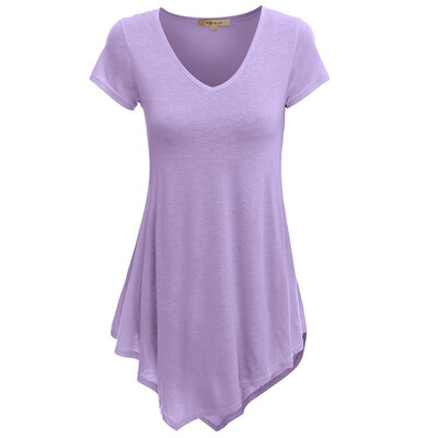 

V-Neck Handkerchief Hem Long Tunic Shirt Top For Women Plus Size