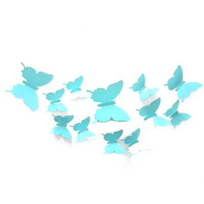 

UpperX 12 pcs 3D Art Butterfly Decal Wall Sticker Home Decor Room Decoration Christmas Gift Light Blue