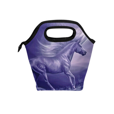 

Insulated Lunch Tote Bag Artistic Unicorn Travel Picnic Lunch Handbags Portable Zipper Lunch Bag Box