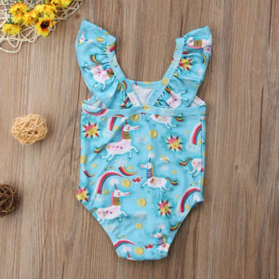 

Unicorn Kids Baby Girls Rainbow Swimwear One-piece Swimsuit Romper Beachwear AU