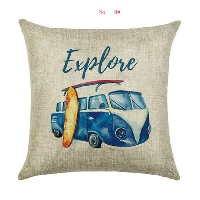 

45cm45cm A retro bus linencotton throw pillow covers couch cushion cover home decorative pillows