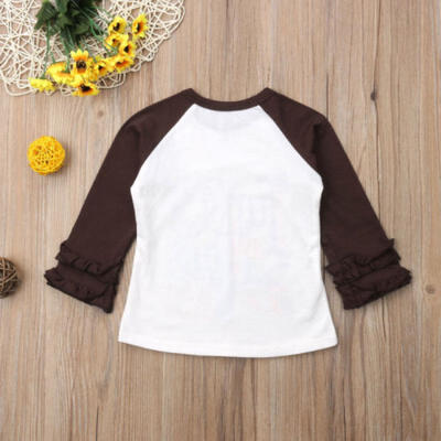 

Thanksgiving Toddler Kids Baby Girls Long Sleeve Turkey Pie T-Shirt Tops Blouse
