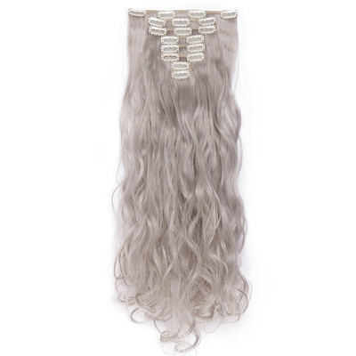 

24 Inches Curly 8 Pcs Full Head Clip in Hair Extensions Synthetic 8 Piece 18 Clips Hairpiece Long Wave Trendy Design for Women