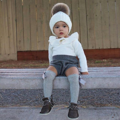 

2Pcs Newborn Baby Girl Wool Knitting Tops Romper Shorts Warm Outfits Set Clothes