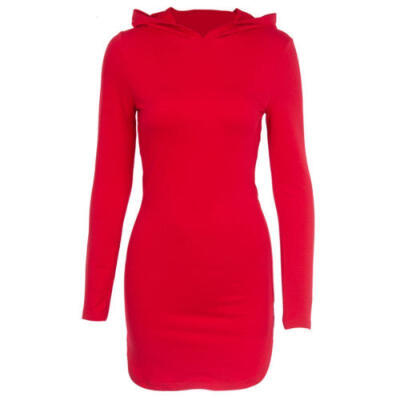 

Women Hooded Sweatshirt Long Sleeve Sweater Hoodie Jumper Bodycon Mini Dress Top