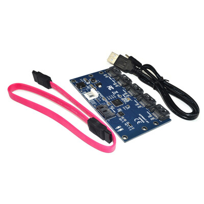 

SATA Adapter Card 1 to 5 Port Converter SATA Port Multiplier Hard Disk Riser Card Hub for Windows Blue