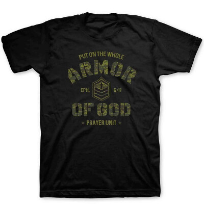 

Armor of God- Cotton Mens Christian T-Shirt - Black