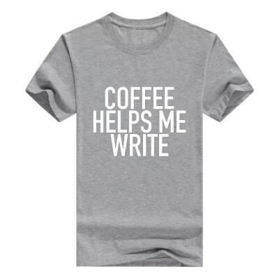 

Coffee Helps Me Write - Funny Writers Slogan Men Cotton T-Shirt