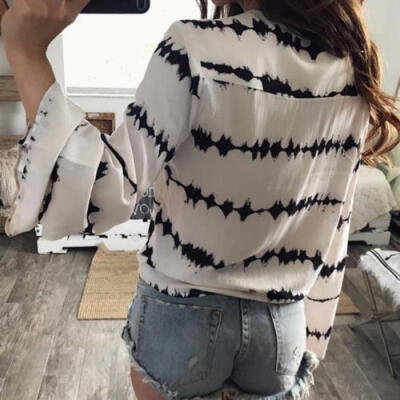 

UK Women V Neck Long Sleeve Tops Casual Loose T Shirt Blouse Tee Plus Size PR