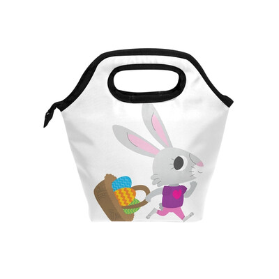 

Lunch Bag Basket Bunny Tote Travel Picnic Insulated Handbags Portable Zipper Lunch Bag Box