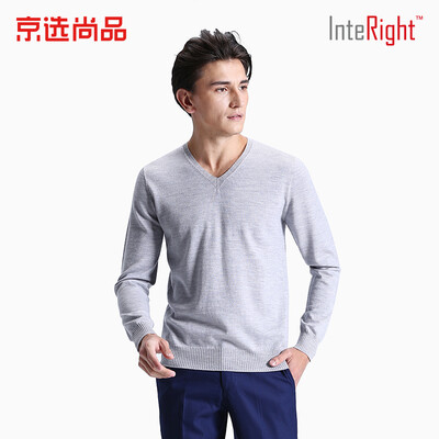 

Beijing selected products × INTERIGHT INTERIGHT mens sweater small V-neck seamless business Slim sweater flower gray L
