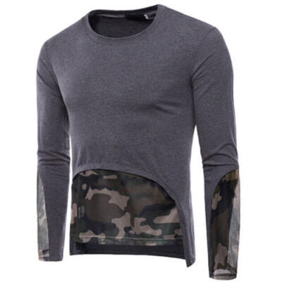 

New Mens O Neck Camouflage T-Shirts Long Sleeve Cotton Pullover Comfy Tops LA