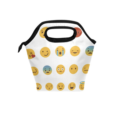 

Insulated Lunch Tote Bag Cute Expression Travel Picnic Lunch Handbags Portable Zipper Lunch Bag Box