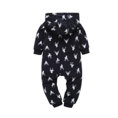 

Newborn Kid Baby Boys Girls Xmas Hooded Clothes Romper Jumpsuit Bodysuit Outfits