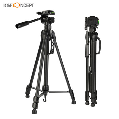 

K&F CONCEPT 60 Inch Lightweight Travel Camera Tripod Compact Aluminum Alloy Folding Tripod Stand with 360° Panorama 3-way Head Qui