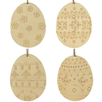 

UpperX 4Pc Wooden Easter eggs Hanging Pendant Gift Shop Wall Door Decor Sign DIY Hanging Drop Ornaments easter decor for home