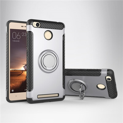 

Fivice Xiaomi Redmi 3S case PC metal ring shell magnetic car bracket TPU phone case
