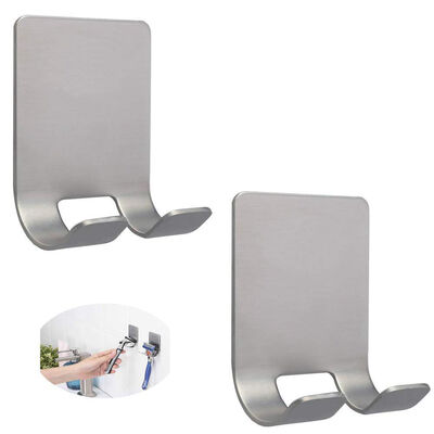 

UpperX Razor Holder Shaver Hook Hanger Stand2 Pack Self Adhesive Stainless Steel Storage HookShower Hook for Razor