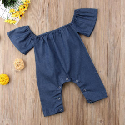 

Kids Baby Girl Overalls Ruffle Jumpsuit Denim Romper Long Pants Outfit Clothes