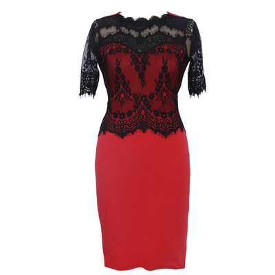 

Hot Sale New Style Fashion Lace Party Parthwork Sexy Half Sleeve Pencil Dress