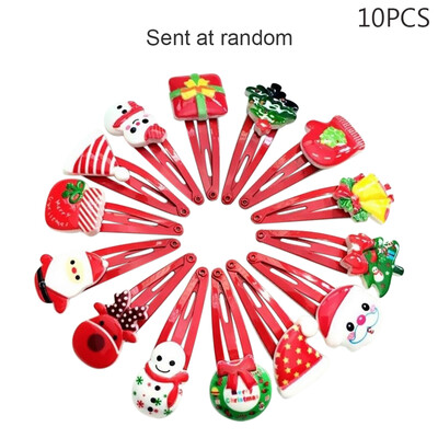 

10Pcs Super Lovely Baby Girl Candy Hairpin Kids Christmas Cartoon Pattern Hair Clip Children Cute Bobby Pin