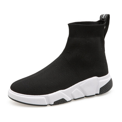 

2018 new style Autumn Winter Womens Fashion Slip On Shoes High Top Casual Fly Weave High Top Sock Warm Shoes
