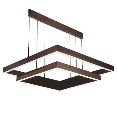 

Baycheer HL487479 Dark Brown Linear Island Aluminum 1 Tier Warm Light LED Square LED Chandelier in Acrylic Shade