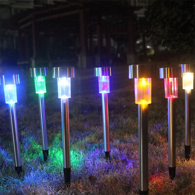 

JUEJA 5 Pcs Stainless Steel Solar RGB LED Lawn Light Garden Landscape Lamp for Light Induction Outdoor Yard Deck Pathway