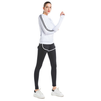 

Womens 2 piece exercise gym outfit Sports Twinset Sweatshirt with Hoodie Jacket