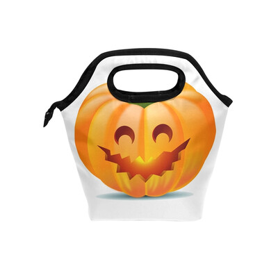 

Lunch Bag Expression Pumkin Tote Travel Picnic Insulated Handbags Portable Zipper Lunch Bag Box