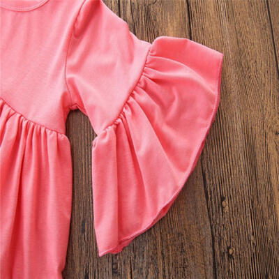

Baby Girl Outfit Long Sleeve Kids Toddler T-shirt DressLong Pants Sets