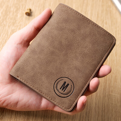 

MashaLanti wallet mens fashion trend mens short leather wallet multi-card position ultra-thin multi-function card package male D059 coffee color