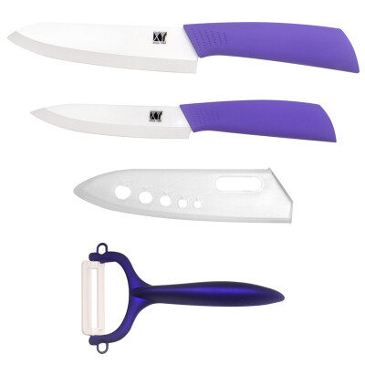 

XYJ Brand Purple Ceramic Knives Set 5 Inch Slicing 6 Inch Chef Kitchen Knives With One Peeler Cooking Knives Hot Sale