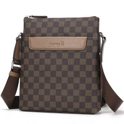 

Playboy playboy men&39s fine men&39s bag European&American leisure PVC ultra-fiber single shoulder Messenger bag PBF0554-6C brown