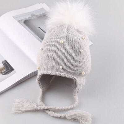 

UK Newborn Baby Soft Warm Hat Boy Girl Winter Crochet Knit Hairball Kids Hot