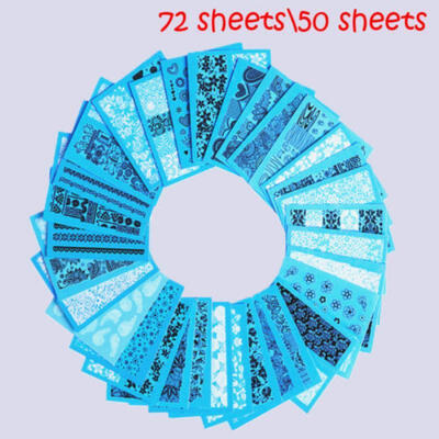 

50\72 Sheets Mixed Designs Watermark Decals Water Transfer Nail Art Sticker DIY