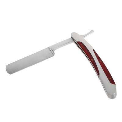 

Straight Edge Barber Razor Folding Shaver Knife 440C Stainless Steel Blade Shaving Tool Wood & Stainless Steel Handle