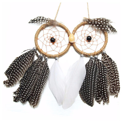 

UpperX Handmade Double Kiss Owl Dream Catcher Rnament Wall Car Hanging